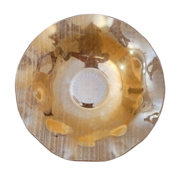 Floragold Ruffled Fruit Bowl - "Louisa" 11 1/2" Dia Iridescent Depression Glass - Picture 3 of 6